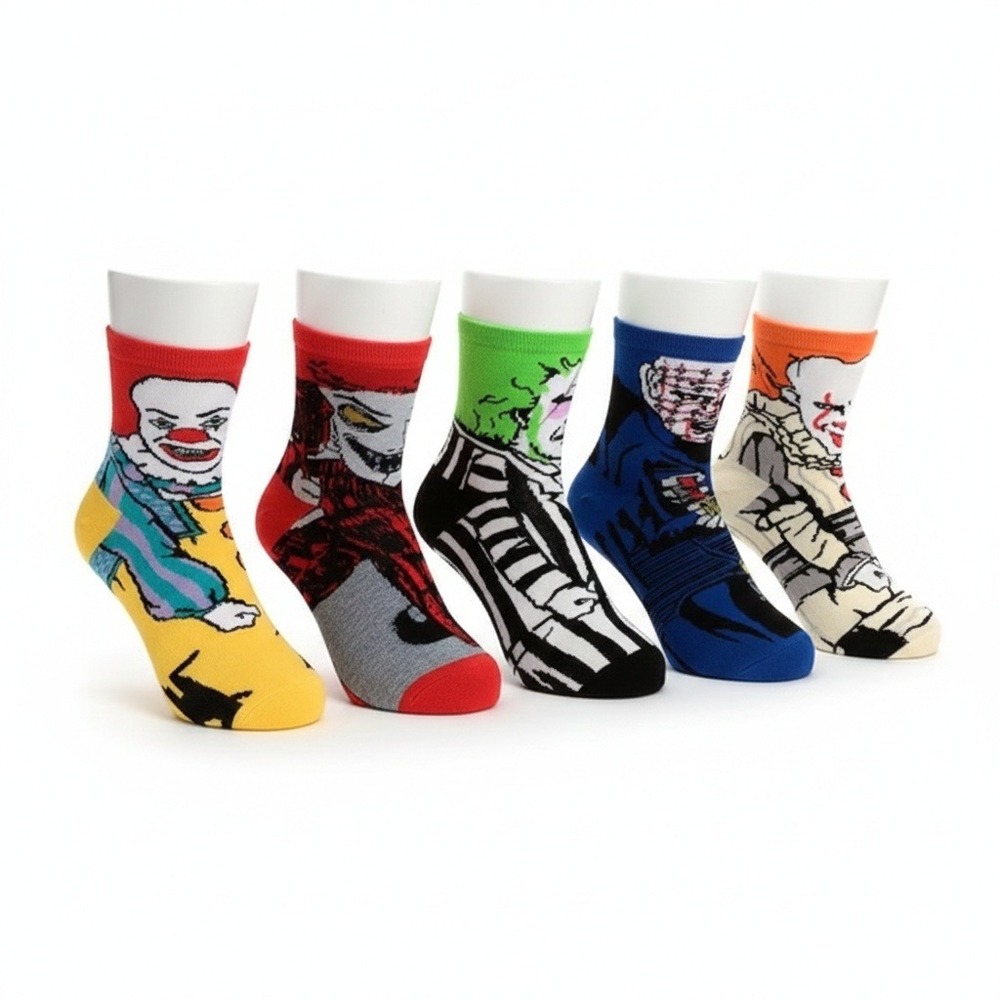 NWT Halloween Horror Character Socks 5 Pair Set Unisex Shoe Size 5-9 Novelty